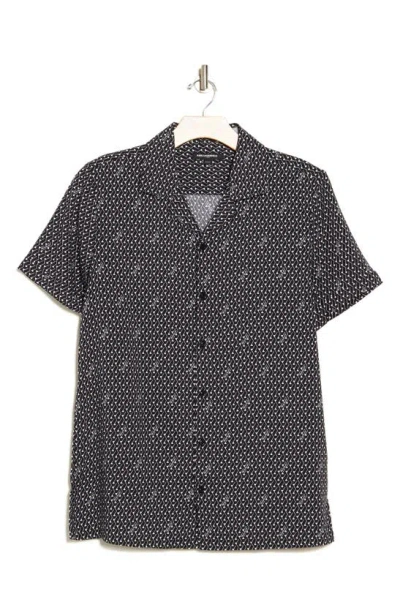 Karl Lagerfeld Slim Fit Short Sleeve Button-up Camp Shirt In Black