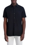 KARL LAGERFELD SLIM FIT SHORT SLEEVE COTTON KNIT BUTTON-UP SHIRT