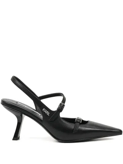 Karl Lagerfeld Slingback Buckle Pumps In Black