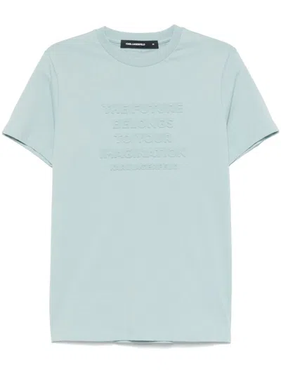 Karl Lagerfeld Slogan-embossed T-shirt In Blau