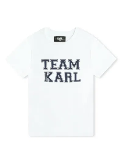 Karl Lagerfeld Kids' Slogan-print Organic Cotton T-shirt In White