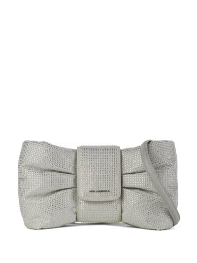 Karl Lagerfeld Small Bow Crossbody Bag In Silver