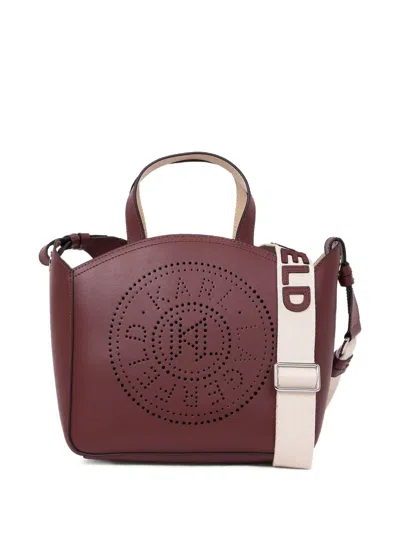 Karl Lagerfeld Small Circle Perforated Tote Bag In Red