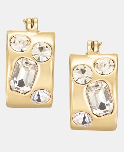 Karl Lagerfeld Small Crystal Hoop Earrings, 0.53" In White