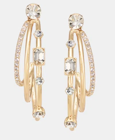 Karl Lagerfeld Small Crystal Triple-split Hoop Earrings, 1.01" In Neutral