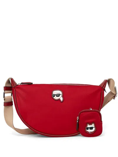 Karl Lagerfeld Small Half-moon Ikon Bag In Red