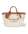 Karl Lagerfeld Small Hotel Karl Canvas Tote Bag In White