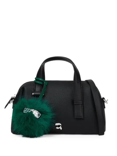 Karl Lagerfeld Small Ikon Pebble Satchel Bag In Black