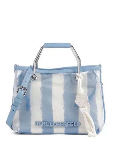Karl Lagerfeld Small Ikon Striped Tote Bag In Blue