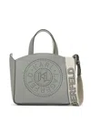 Karl Lagerfeld Small K/circle Perforated Tote Bag In Grey