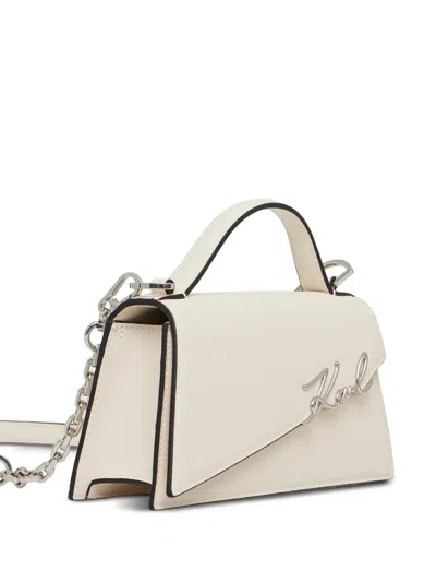Karl Lagerfeld Small K/signature Cross Body Bag In White