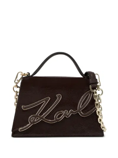 Karl Lagerfeld Small K/signature Crossbody Bag In Brown