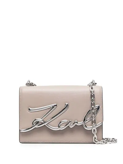 Karl Lagerfeld Small K/signature Shoulder Bag In Grey