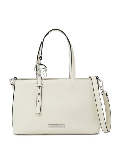 Karl Lagerfeld Small Logo-plaque Tote Bag In Neutral