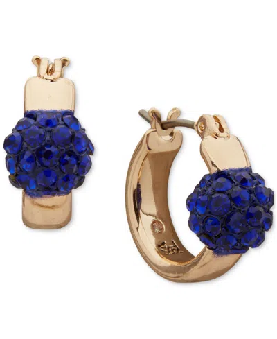 Karl Lagerfeld Small Pave Fireball Hoop Earrings, 0.68" In Blue