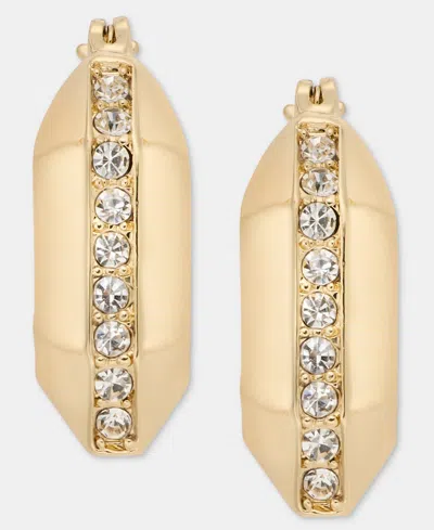 Karl Lagerfeld Small Pave Geometric Hoop Earrings, 0.67" In Gold