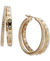 Karl Lagerfeld Small Pave Split Hoop Earrings, 1" In White