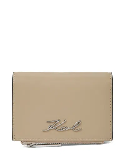 Karl Lagerfeld Small Signature Bifold Wallet In Neutral