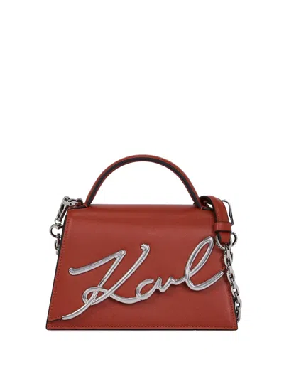 Karl Lagerfeld Small Signature Cross Body Bag In Red