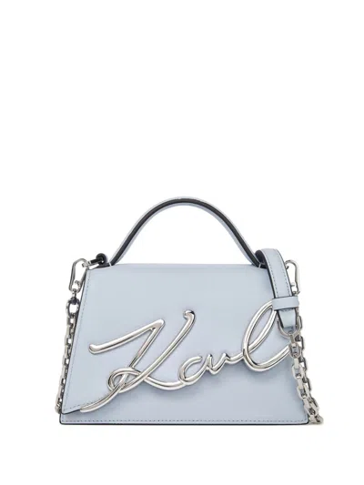 Karl Lagerfeld Small Signature Crossbody Bag In Blue