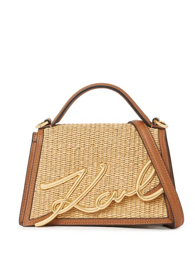 Karl Lagerfeld Small Signature Crossbody Bag In Neutrals