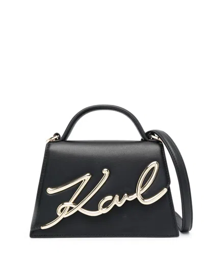 Karl Lagerfeld Small Signature Leather Cross Body Bag In 992