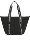 Karl Lagerfeld Small Signature Raffia Beach Tote Bag In Black
