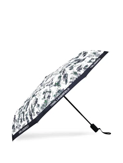 Karl Lagerfeld Small Signature Vacance Umbrella In Orange