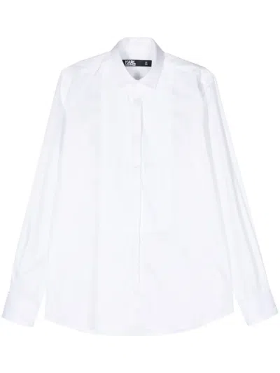 Karl Lagerfeld Smocking-detail Poplin Shirt In White