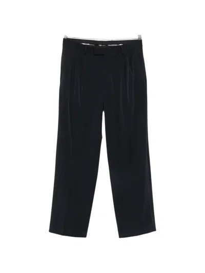 Karl Lagerfeld Smooth Pleated Wide-leg Trousers In Blue