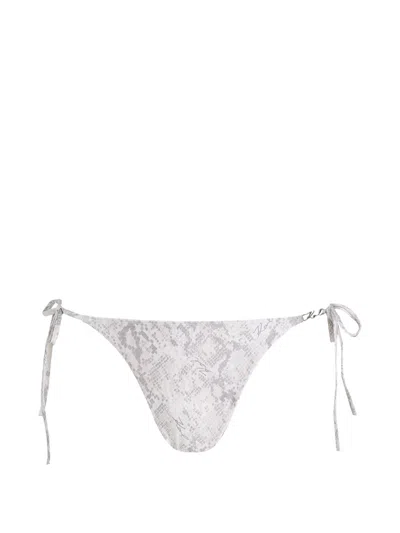 Karl Lagerfeld Snake-print Side-tie Bikini Bottoms In Burgundy