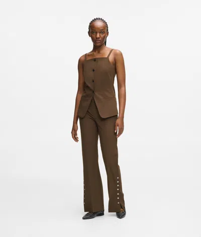 Karl Lagerfeld Snap Button Pants In Brown