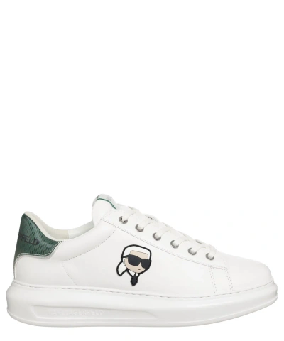 Pre-owned Karl Lagerfeld Sneakers Men Kapri Kl52533n01f White - Dark Green Leather Shoes
