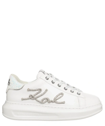 Pre-owned Karl Lagerfeld Sneakers Women Kapri Kl62510g01s White Leather Logo Detail Shoes
