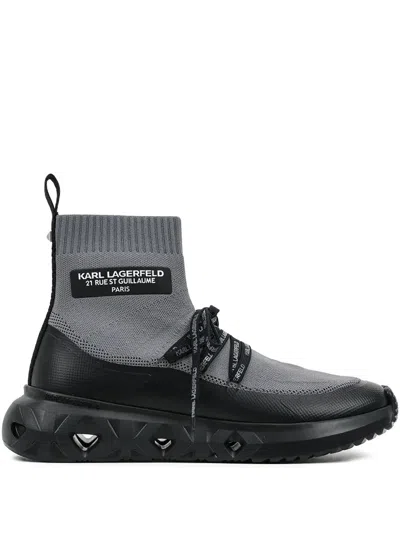 Karl Lagerfeld Sock-knit High-top Sneakers In Black