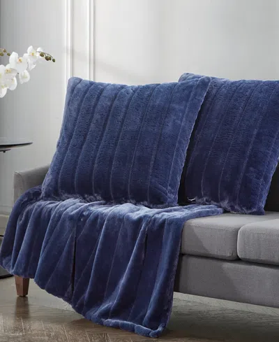 Karl Lagerfeld Soft And Warm Channel Decorative Pillow Set, 26" X 26" In Indigo