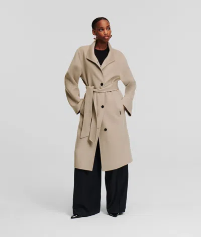 Karl Lagerfeld Soft Double-face Wool Coat In Brown