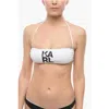Karl Lagerfeld Solid Color Bandeau Bikini Top With Printed Contrasting Logo