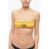 Karl Lagerfeld Solid Color Bandeau Bikini Top With Printed Contrasting Logo