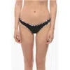 Karl Lagerfeld Solid Color Bikini Bottom With Animal Patterned Details In Black