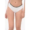 Karl Lagerfeld Solid Color Bikini Bottom With Logoed Contrasting Band In White