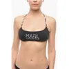 Karl Lagerfeld Solid Color Halter Bikini Top With Animal Patterned Details