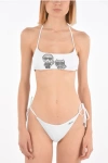 Karl Lagerfeld Solid Color Karl & Choupette Bandeau Bikini Top With Studs