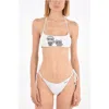 Karl Lagerfeld Solid Color Karl & Choupette Bandeau Bikini Top With Studs