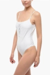 Karl Lagerfeld Solid Color One Piece Swimsuit With Printed Contrasting Logo