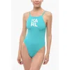 Karl Lagerfeld Solid Color One-piece Swimsuit With Printed Logo
