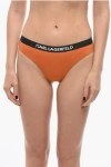 Karl Lagerfeld Solid Color Sport Bikini Bottom With Elastic Band Logoed At