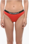 Karl Lagerfeld Solid Color Sport Bikini Bottom With Elastic Band Logoed At