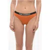 Karl Lagerfeld Solid Color Sport Bikini Bottom With Elastic Band Logoed At In Burgundy