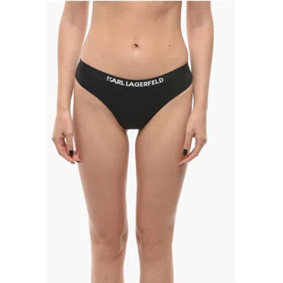 Karl Lagerfeld Solid Color Sport Bikini Bottom With Elastic Band Logoed Women's At